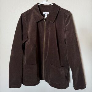 D&Co Brown Corduroy Zip Up Jacket Women’s Large Normcore Fall